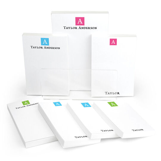 Classic Square Initial 7 Notepad Set